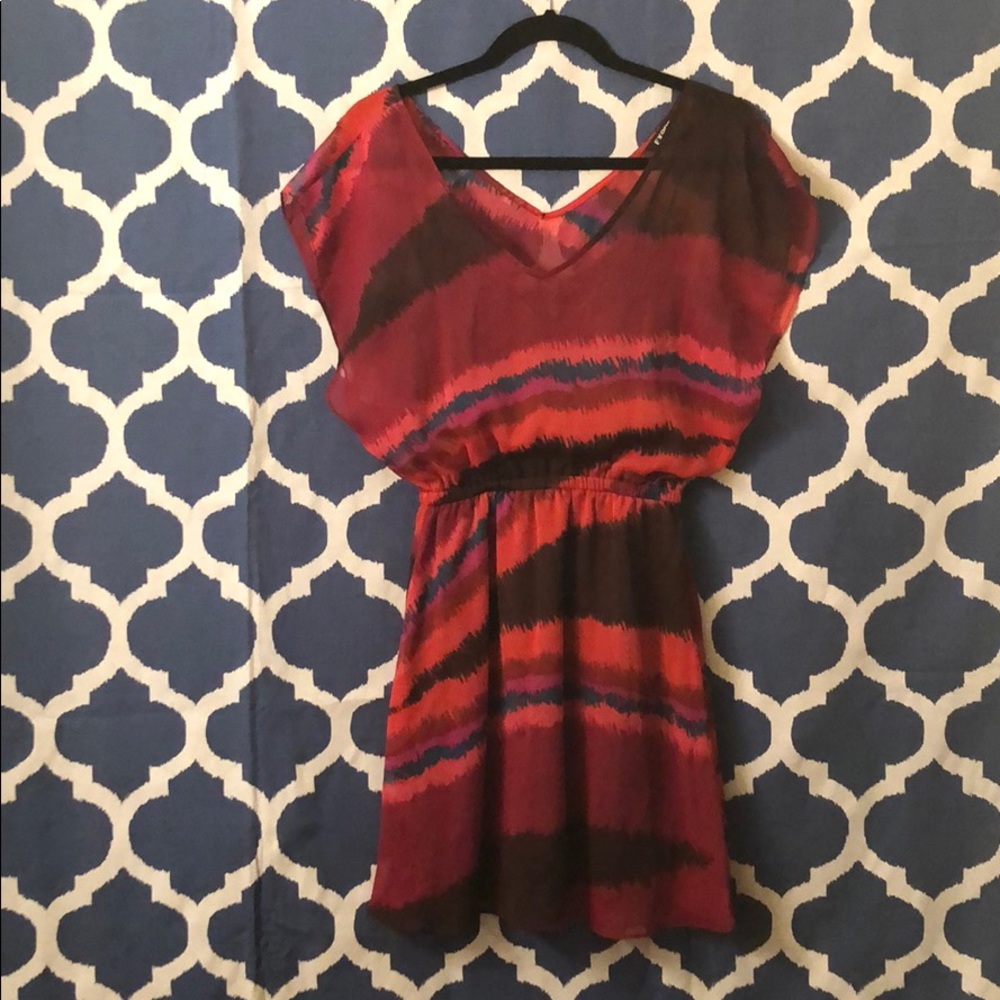 Express Asymmetrical Sunset Print Summer Dress